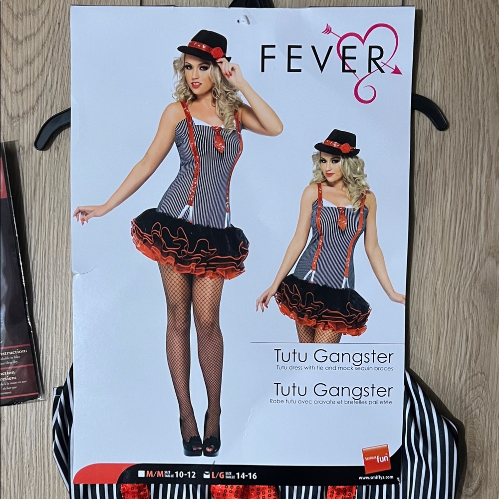 Fever Striped Tutu Gangster Dress with Red Accents
